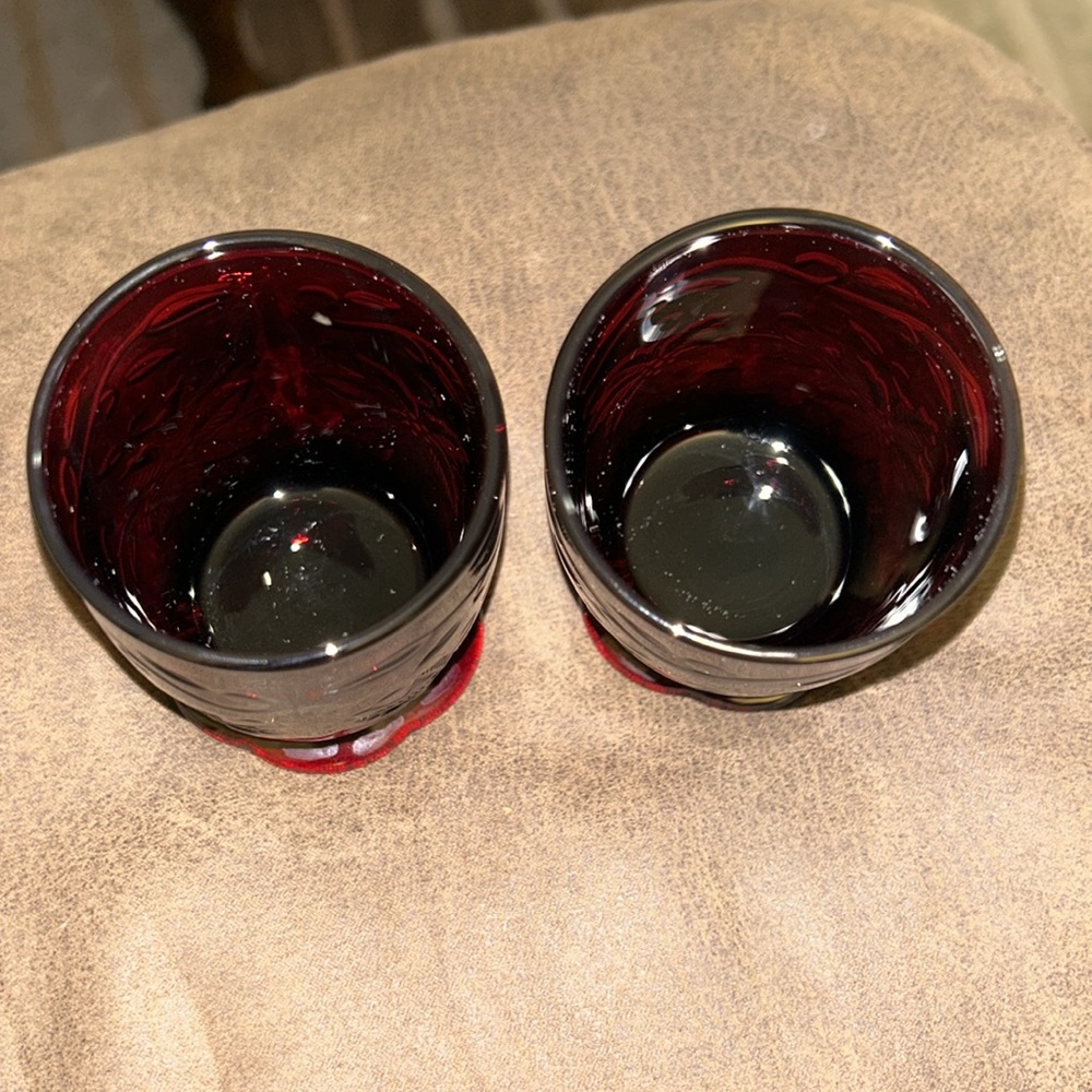 Princess House Ruby Red Heritage Juice pedestal glasses - Picture 5 of 6